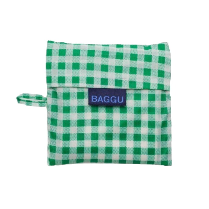 Bolsa Re-utilizable de Nylon Reciclado, Impermeable Green Gingham