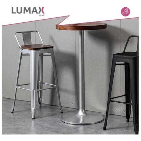 Pack 2 Taburetes Tolix con Respaldo y Asiento de Madera Lumax Gris