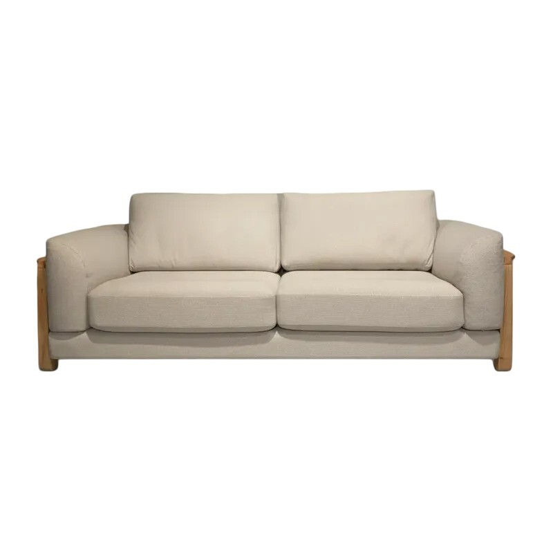 Sofa 3 cuerpos - Madera cinamomo - Tela Tramada Beige Sofa 3 cuerpos - Madera cinamomo - Tela Tramada Beige
