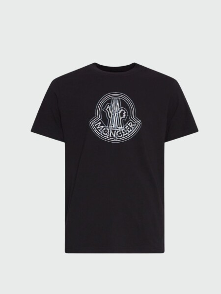 Moncler - Remera de algodón con logo Negro