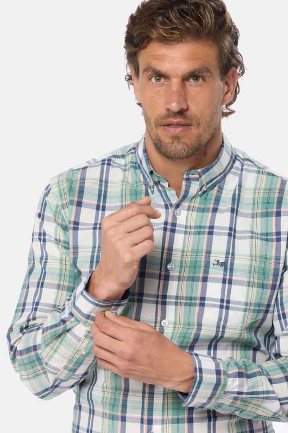 CAMISA A CUADROS Coral