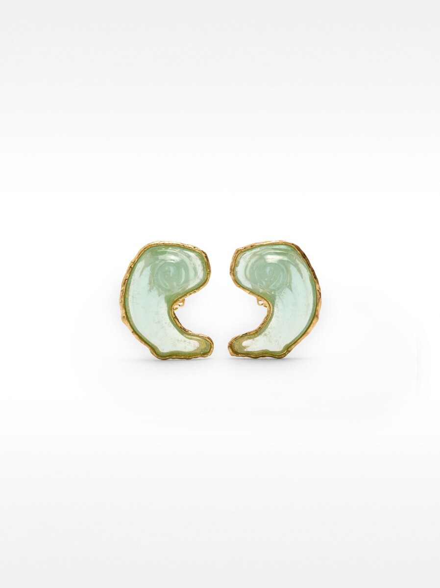 Pendientes De Resina Con Conchas - verde 