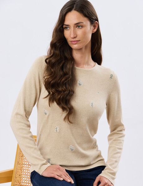 BUZO TEJIDO BORDADO Beige