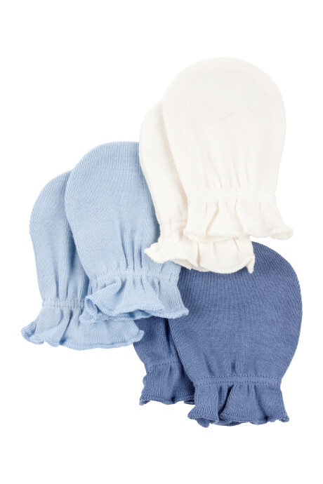 Pack tres pares de mitones de algodón, azules Pack tres pares de mitones de algodón, azules