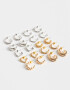 Aros Argollas Set Metal Set De Argollas - Combinacion Bicolor
