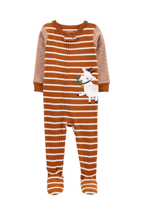 Pijama de Algodón de Una Pieza con Pie y Ajuste 100% Perfecto Cabra 0