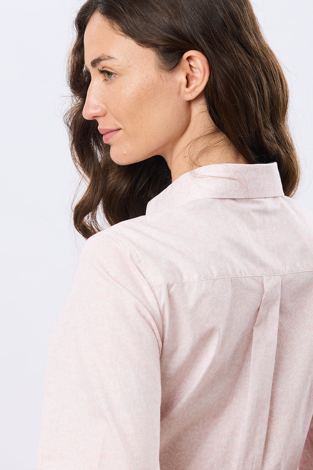 CAMISA ESTAMPADA CON FRUNCES Rosa