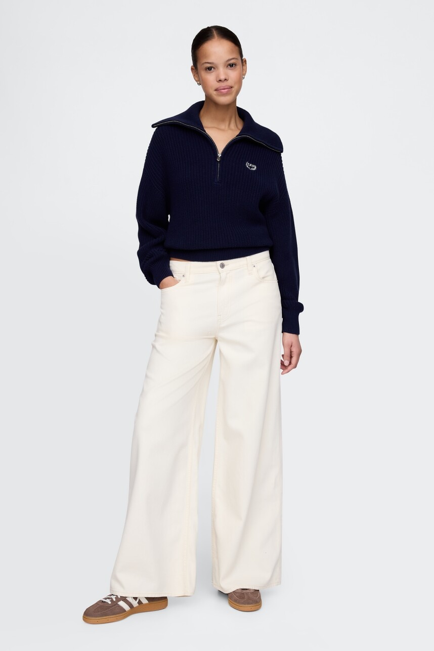 Buzo Medio Cierre Logo Gap Mujer Navy Uniform