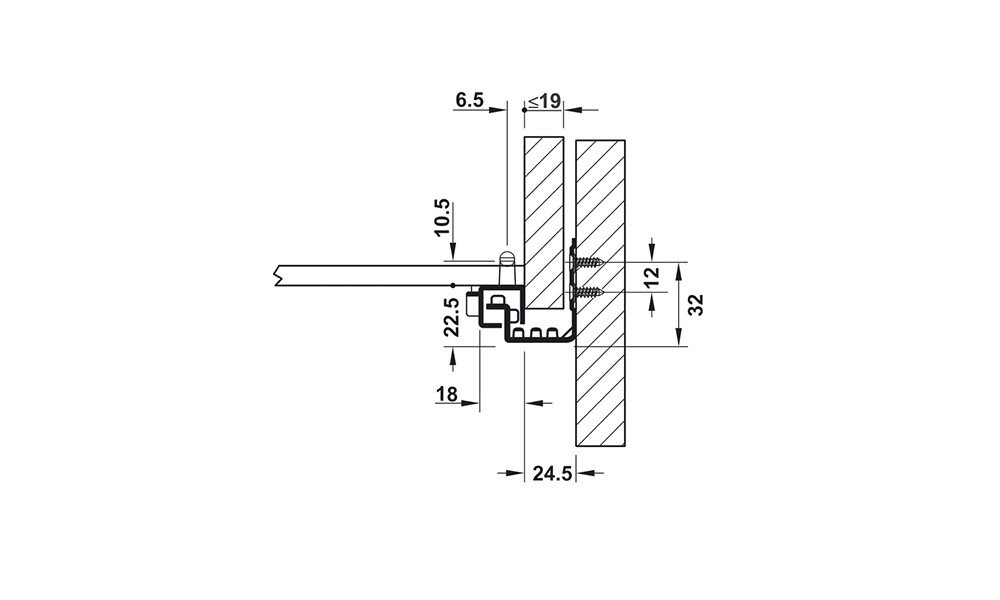 Guia oculta extracción parcial 45cm para 18mm Guia Oculta Extracción Parcial 45cm Para 18mm