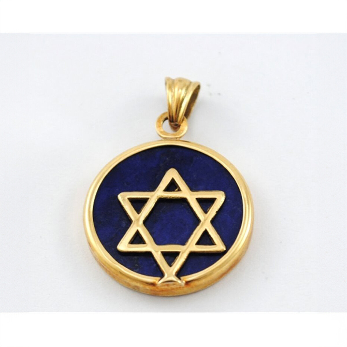 Medalla Estrella De David En Oro 18K Y Lapizlazuli 