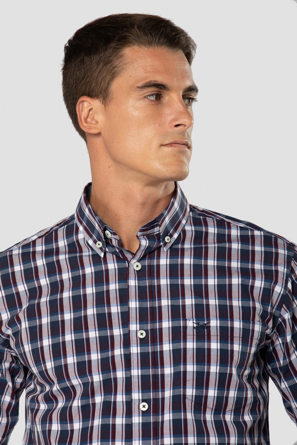 CAMISA A CUADROS Bordeaux