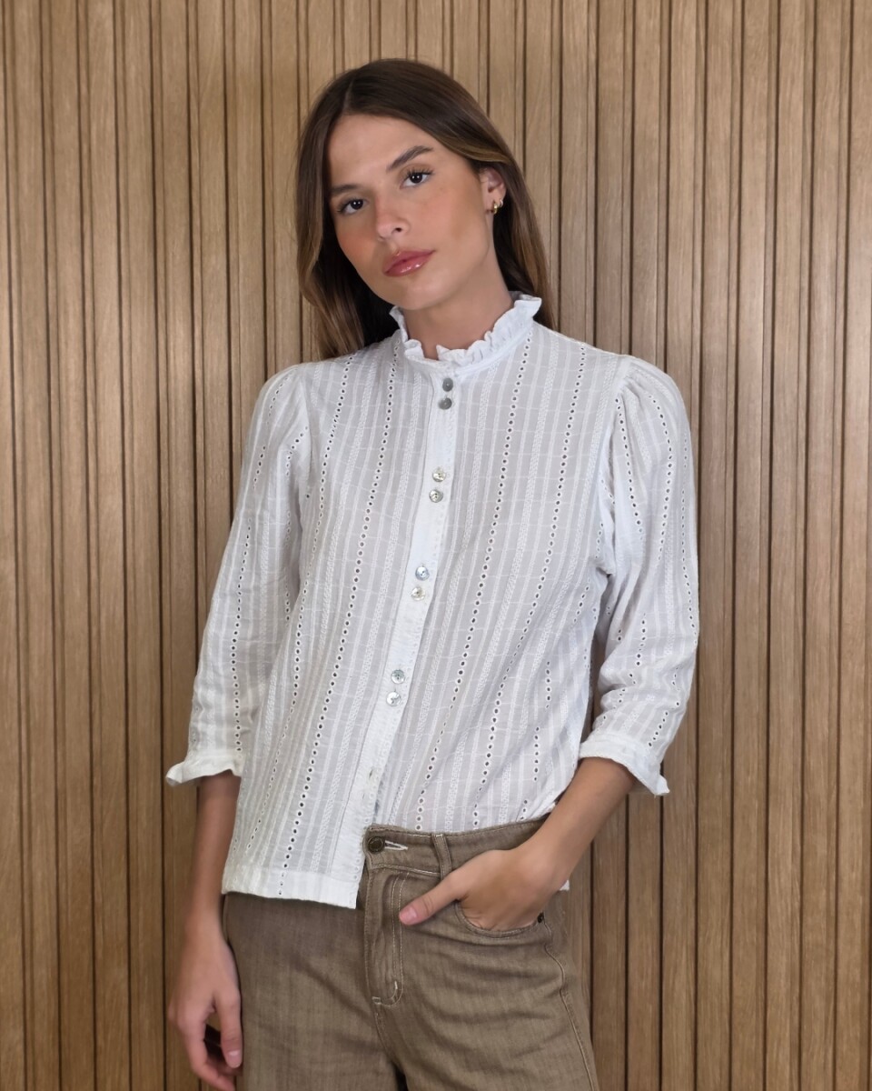 Camisa Carlita Volados - Broderie Blanco 