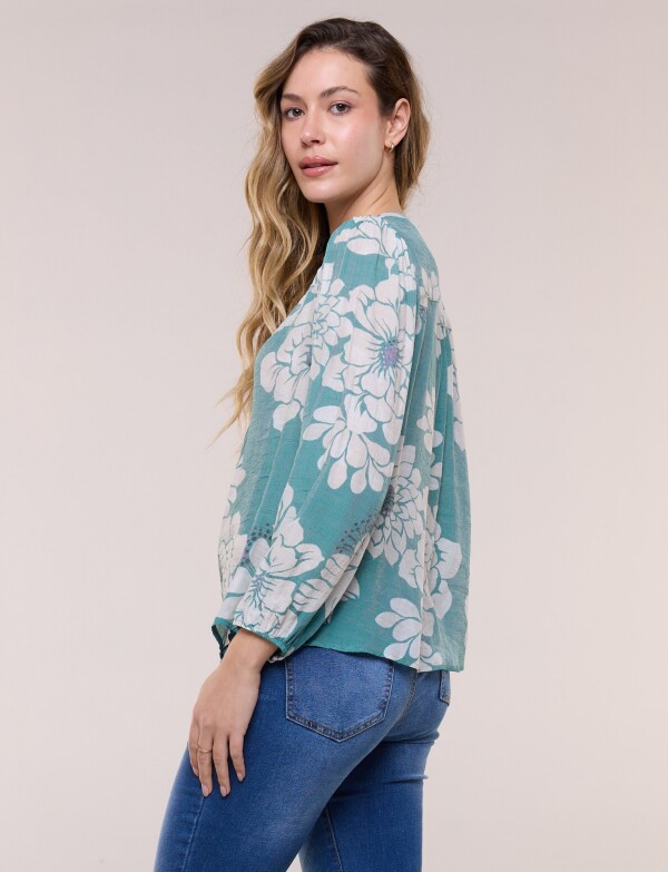 Blusa Gasa Flores VERDE/MULTI