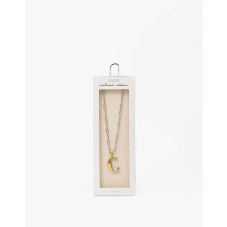 Collar Acero Inicial Letra ''c'' Combinacion Bicolor