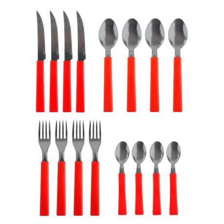Juego de cubiertos x16 rojo linea Opa Martinazzo Juego de cubiertos x16 rojo linea Opa Martinazzo