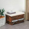BANCO ZAPATERA EN MADERA PAULOWNIA CON CAJONES Banco Zapatera En Madera Paulownia Con Cajones
