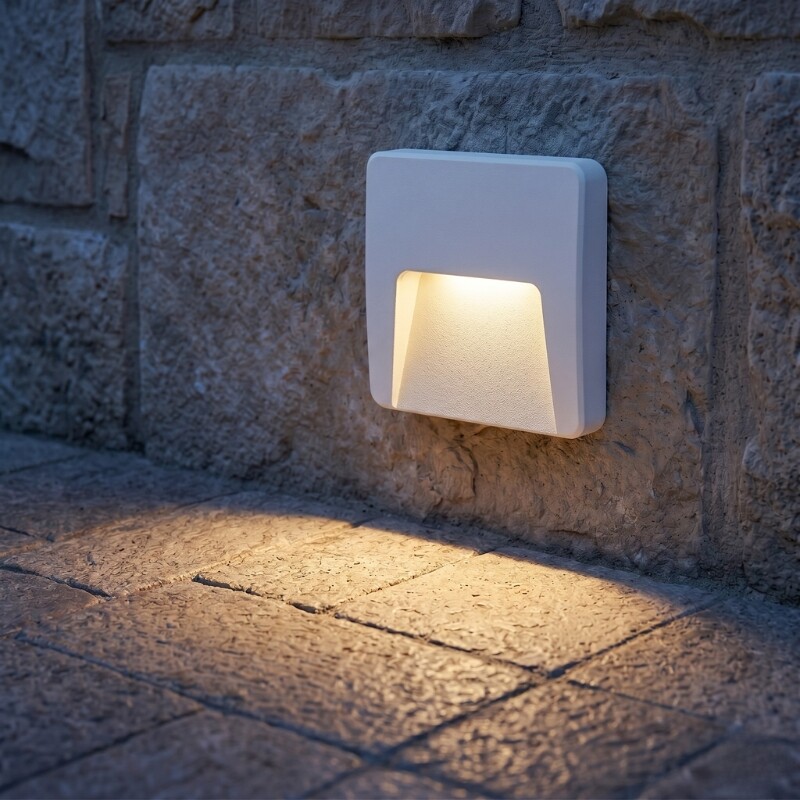 ARTEFACTO EXTERIOR DE PARED CUADRADO MOREIRA 3W Luminaria De Exterior De Pared Cuadrado Moreira 3W Blanco
