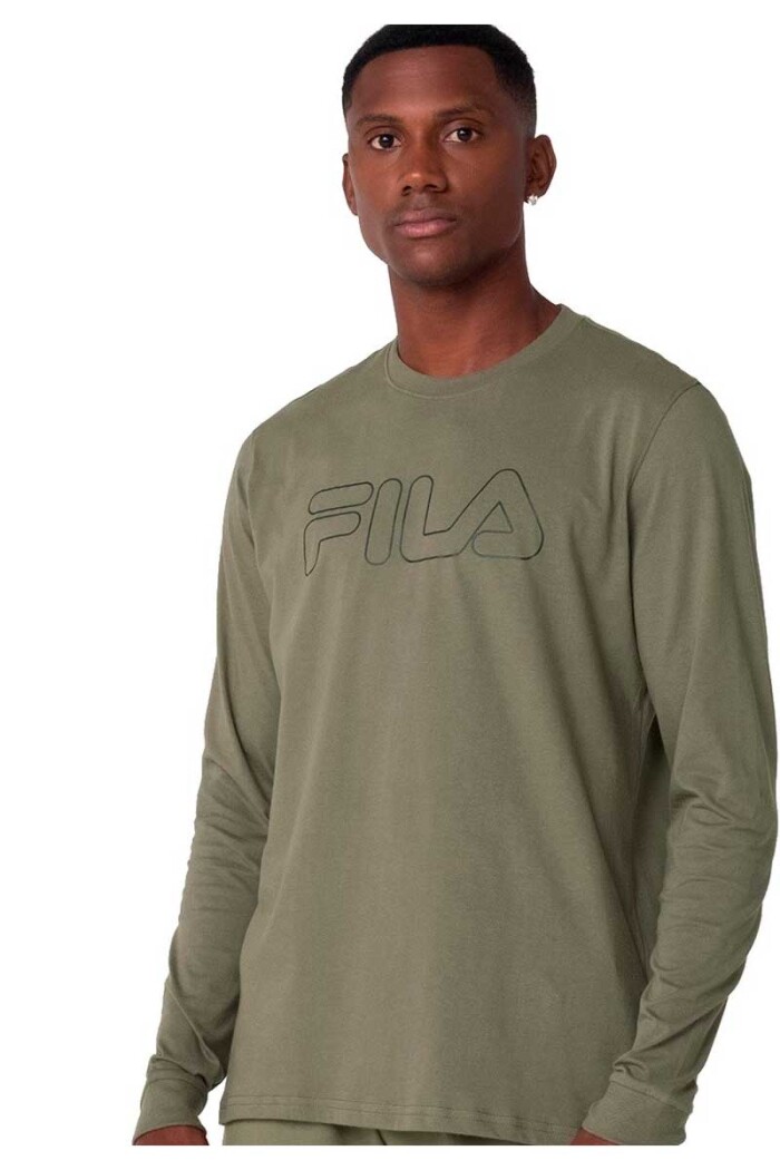REMERA HOMBRE FILA MANGA LARGA LETTER OUTLINE Verde-seco