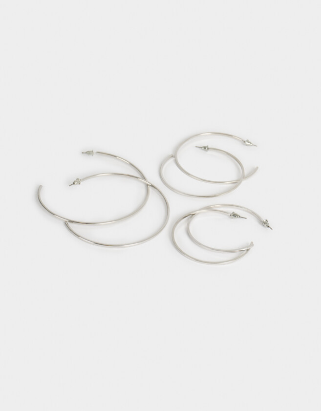 Aros Argollas Set De metal Set De Argollas De Metal - Plateado