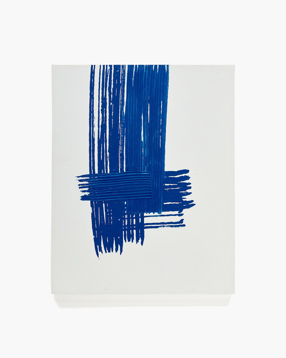 Lienzo abstracto Sagaro blanco y azul - 80 x 100 cm 