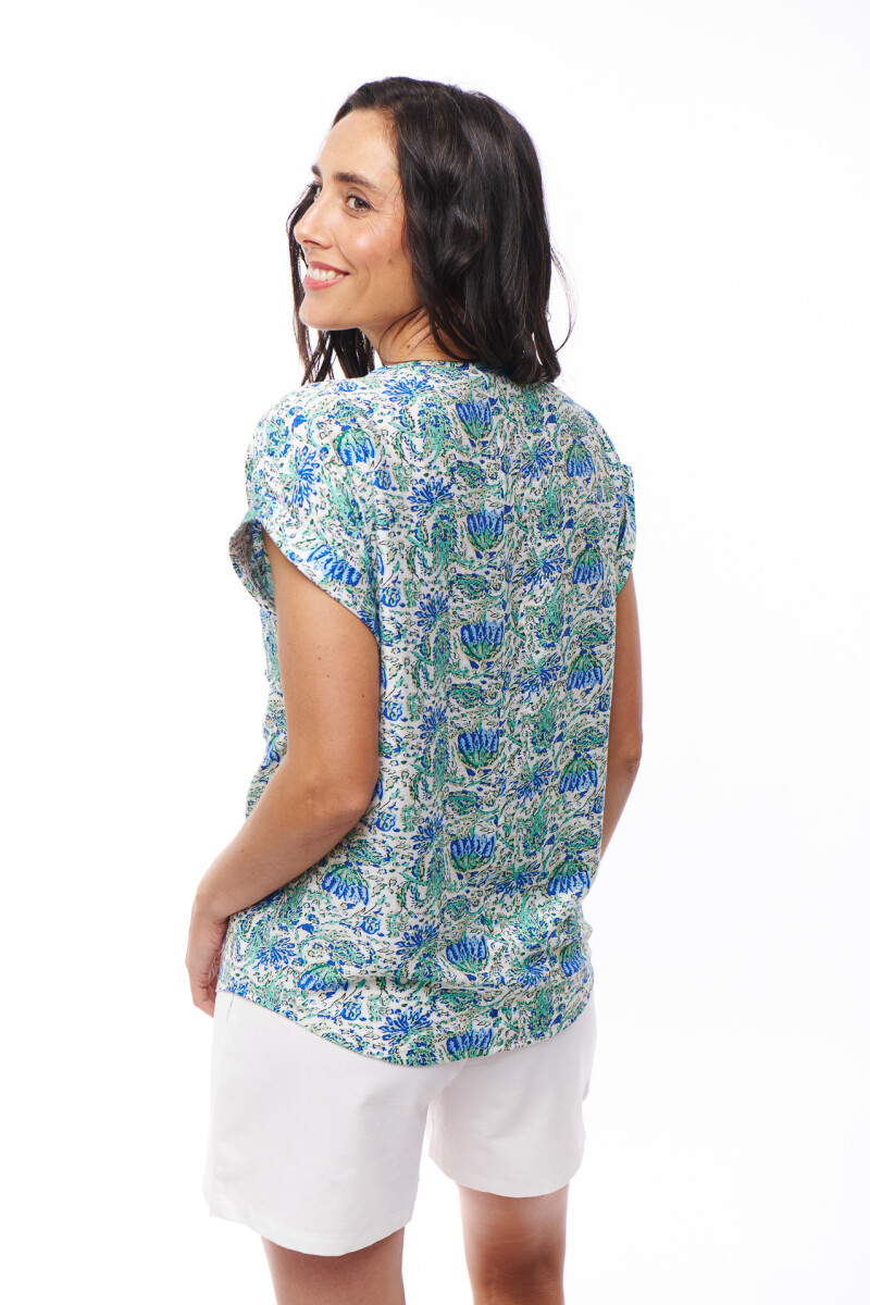 BLUSA STELLA ESTAMPADO VERDE Y AZUL