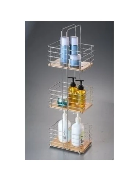 ESTANTERIA CROMADA C/BAMBU P/ BAÑO 22X15X72H CMS ESTANTERIA CROMADA C/BAMBU P/ BAÑO 22X15X72H CMS
