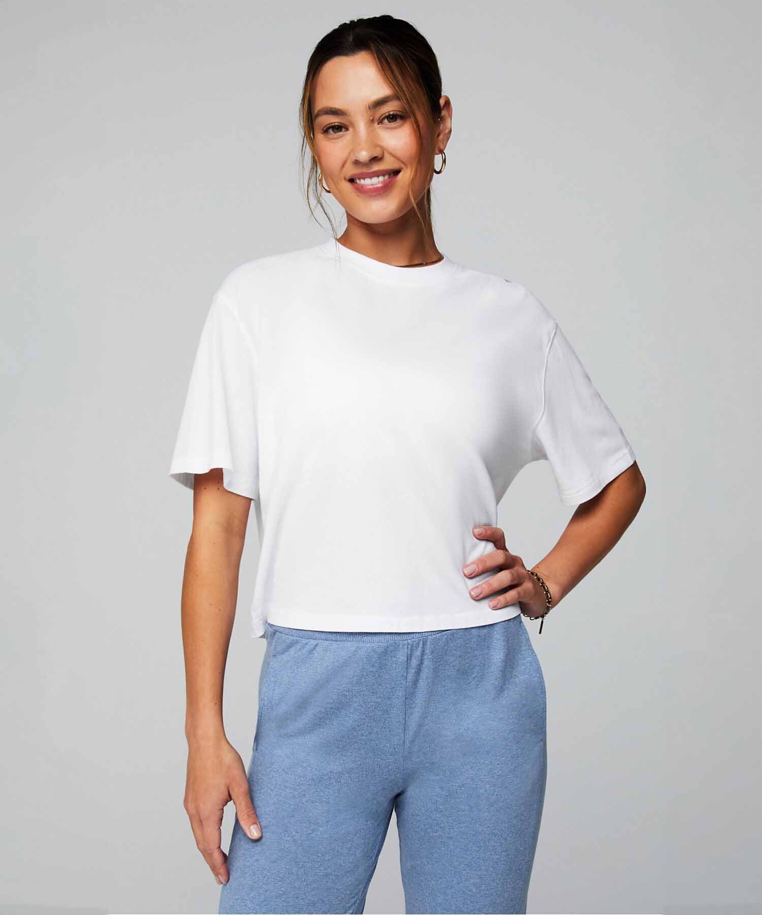 Polo Manga Corta Boxy Mujer Classic White