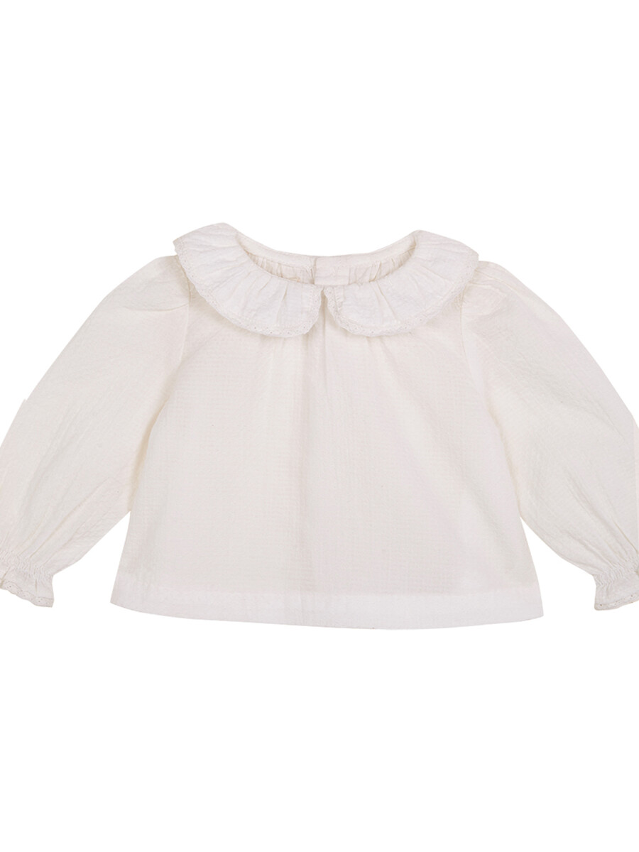 Camisa Bebe Cuello Vol Blanco Roto