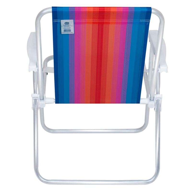 Silla Alta Aluminio Clásica A Rayas NARANJA/AZUL