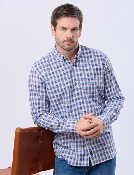 CAMISA CUADROS DE LINO Beige