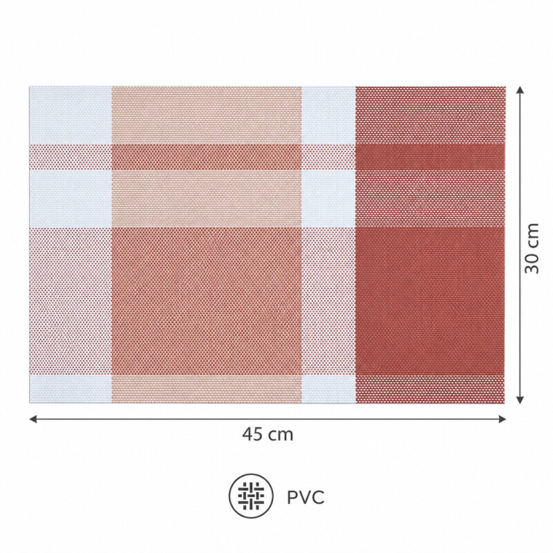 Individual PVC 45x30cm Cuadros Rojo