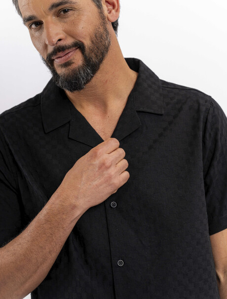 Camisa m/c damero negro