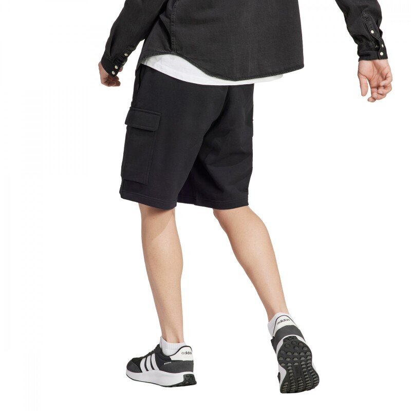 Pantalón Corto Essential French Terry Cargo de Hombre Negro