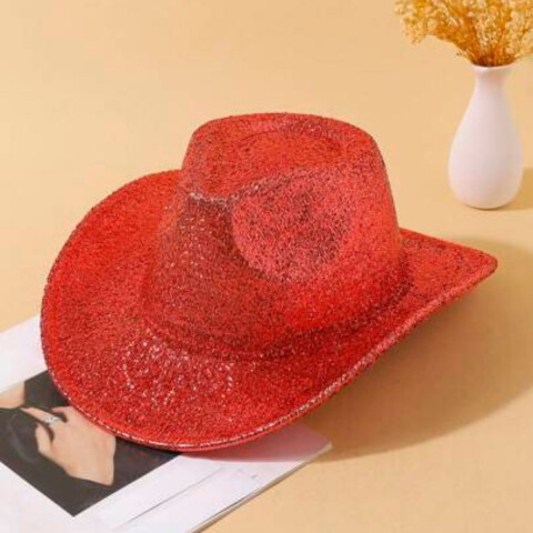 Gorro Cowboy Brilloso Clasico Rojo