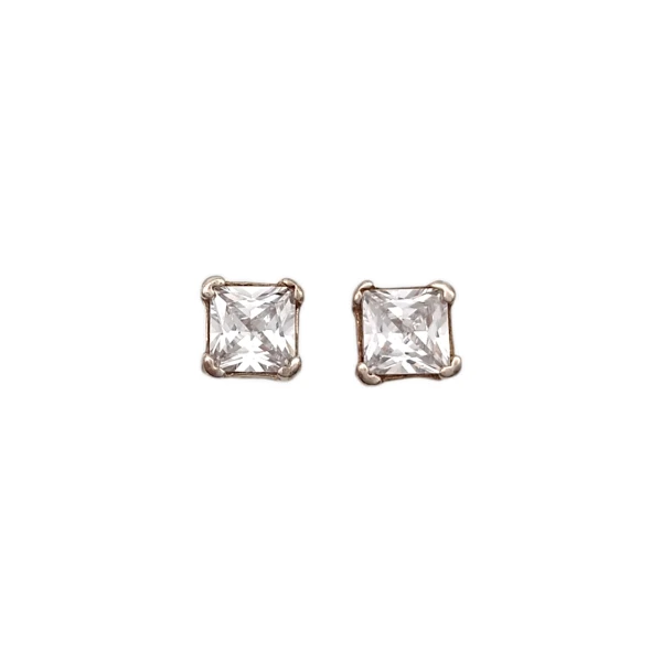 Caravanas Cuadrado-Plata 925-Piedra Zirconia-CA3132 conpiedra
