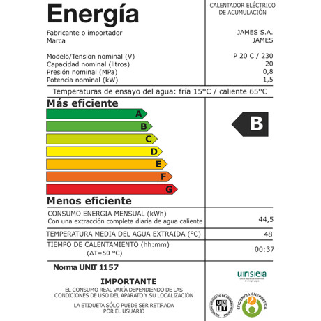 Termotanque JAMES 20 Lts Cobre