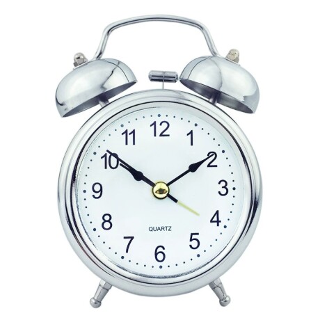 Reloj Despertador Clásico grande Plateado Y Blanco