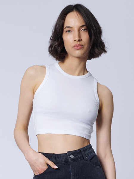 Musculosa crop rib Blanco