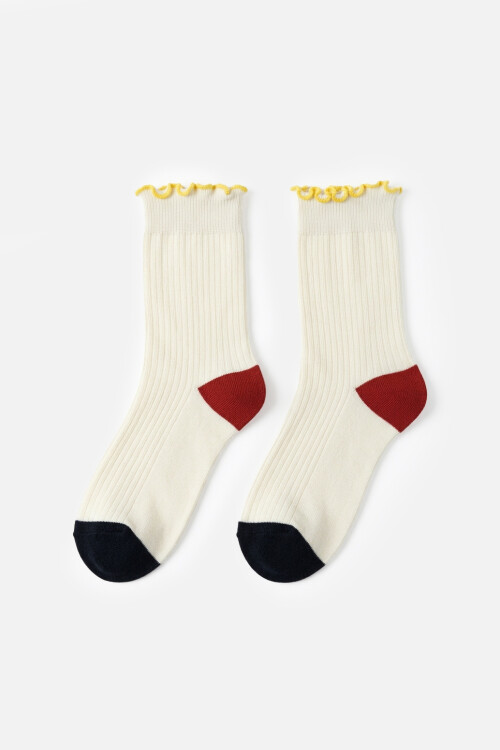 Medias color block wavy crudo