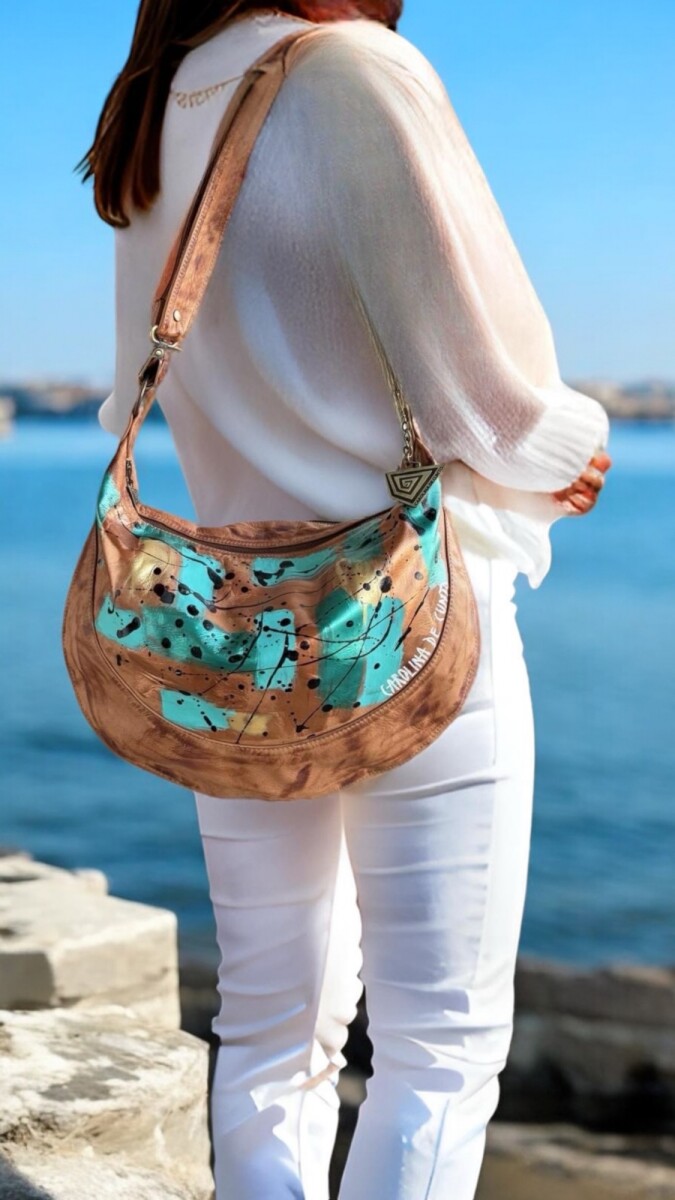 Cartera De Cuero Milán Línea Ottenta Con Arte Pintada A Mano Por Carolina De Cunto. 