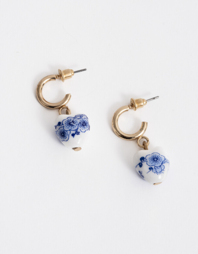 Aros Argollas Azul Aros Argolla De Cerámica - Dorado