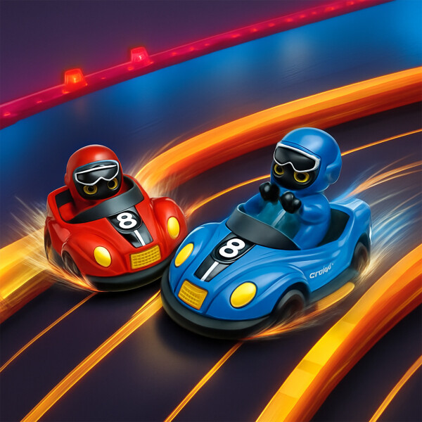 Auto Control Remoto Autitos Chocadores Go Karts Con Sonido Color Rojo y Azul