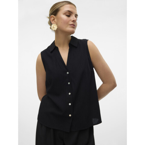 VMMYMILO SL V-NECK SHIRT WVN GA BLACK