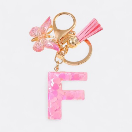 Llavero de letras F rosa