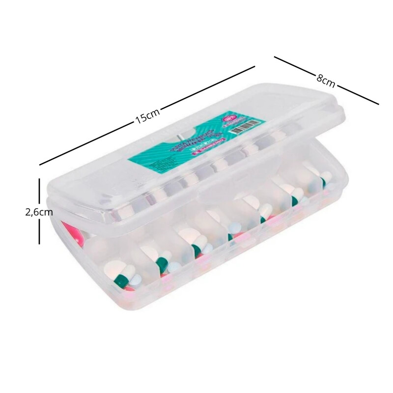 Pastillero día y noche de plástico TRANSPARENTE