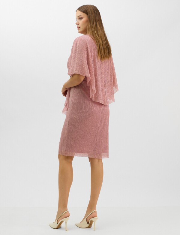 Vestido Con Capa Fluida & Detalle En Cintura ROSA