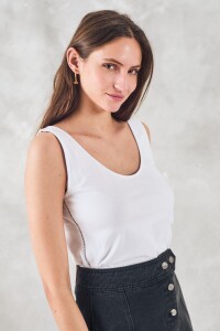 Musculosa Algodón Peinado Blanco