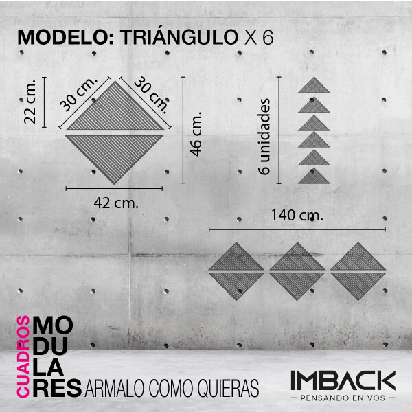 Cuadro de Madera Calado 6 Triangulos Moderno Living Decorativo ¡Armalo como quieras! Cuadro de Madera Calado 6 Triangulos Moderno Living Decorativo ¡Armalo como quieras!