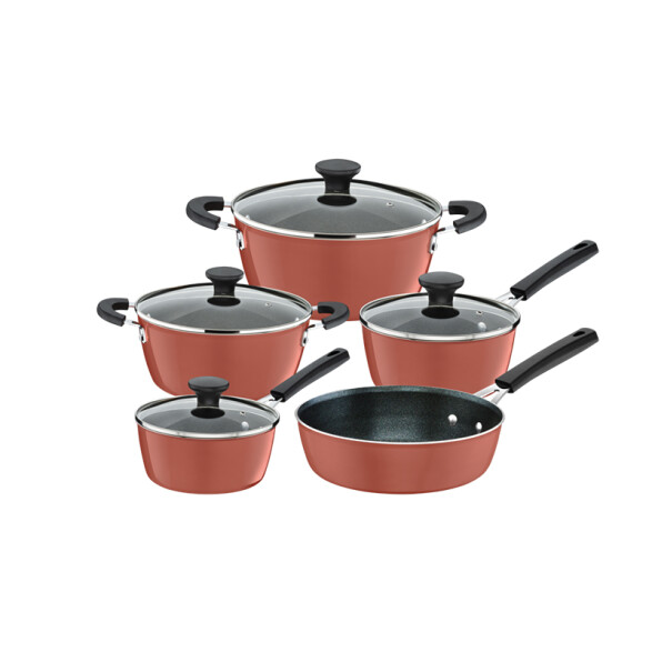 Batería de cocina cobre rosa 5 piezas "GLENZ" TR5481