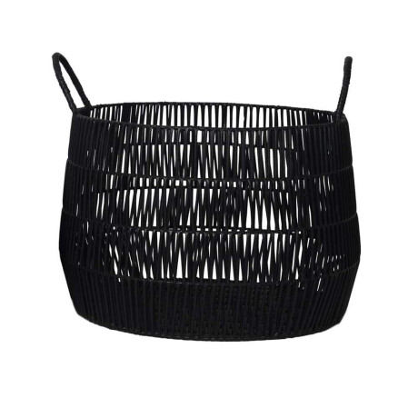 Cesto C/Asas D40X30Cms Plastico Simil Ratan Negro